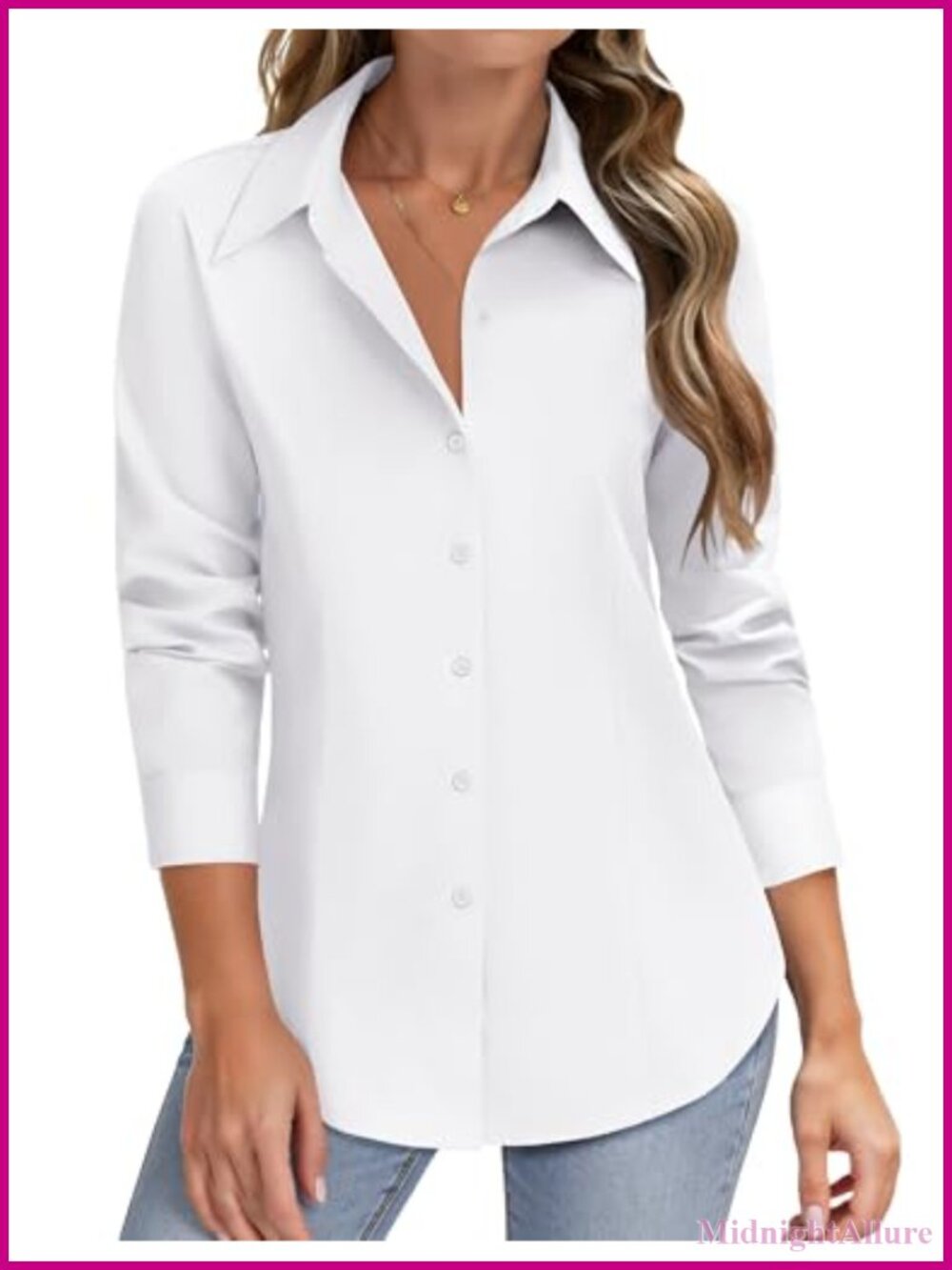Women's Button Down Shirt Long Sleeve Stain Shield Blouse